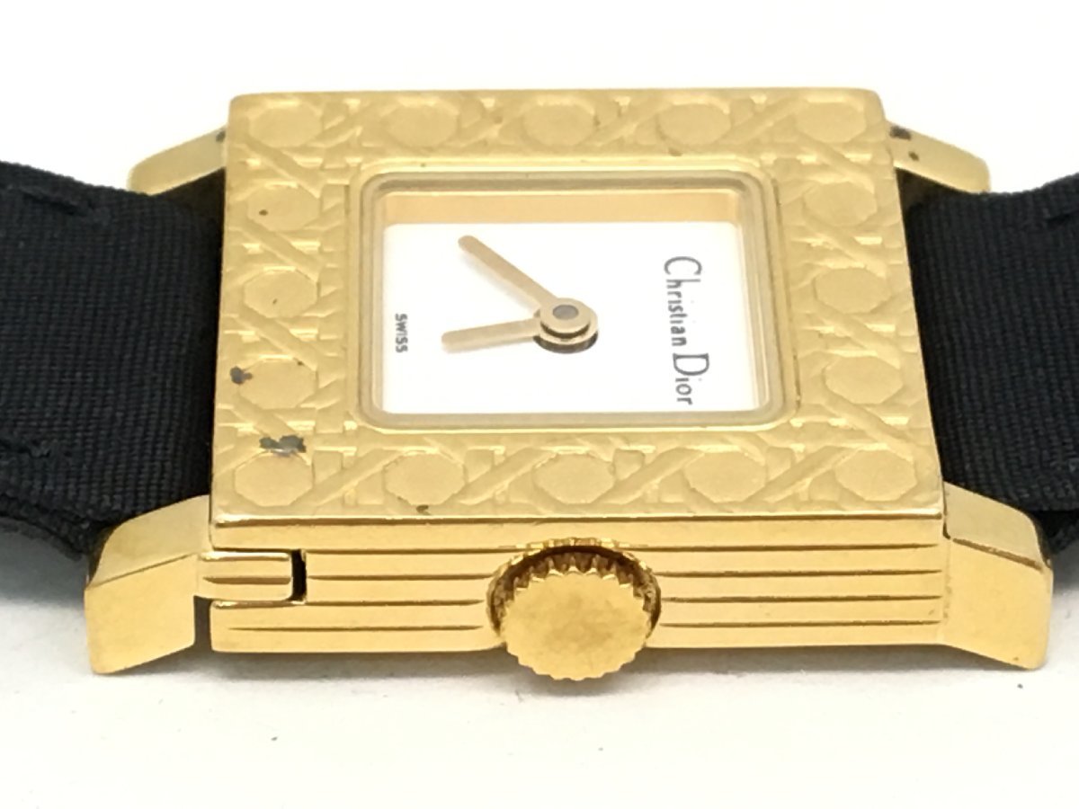 クリスチャンディオール Dior D60-159 クォーツ 腕時計 レディース 白文字盤 替えベルト付き 稼働品 電池交換済み 中古【UW030172】_画像4