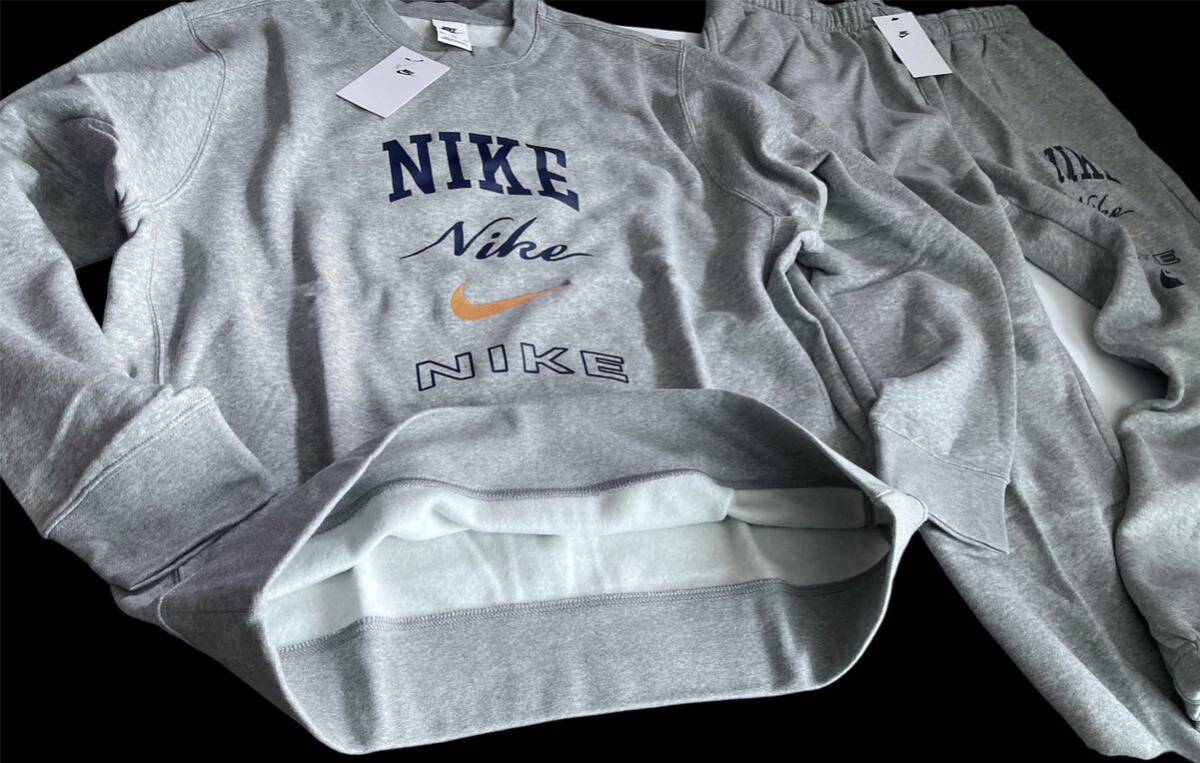 新品 正規品【NIKE/ナイキ】ナイキ swoosh クラブBB スタック トレーナー＋パンツ上下セット◆2XL◆グレー 裏起毛 スウェット クールネック_画像5