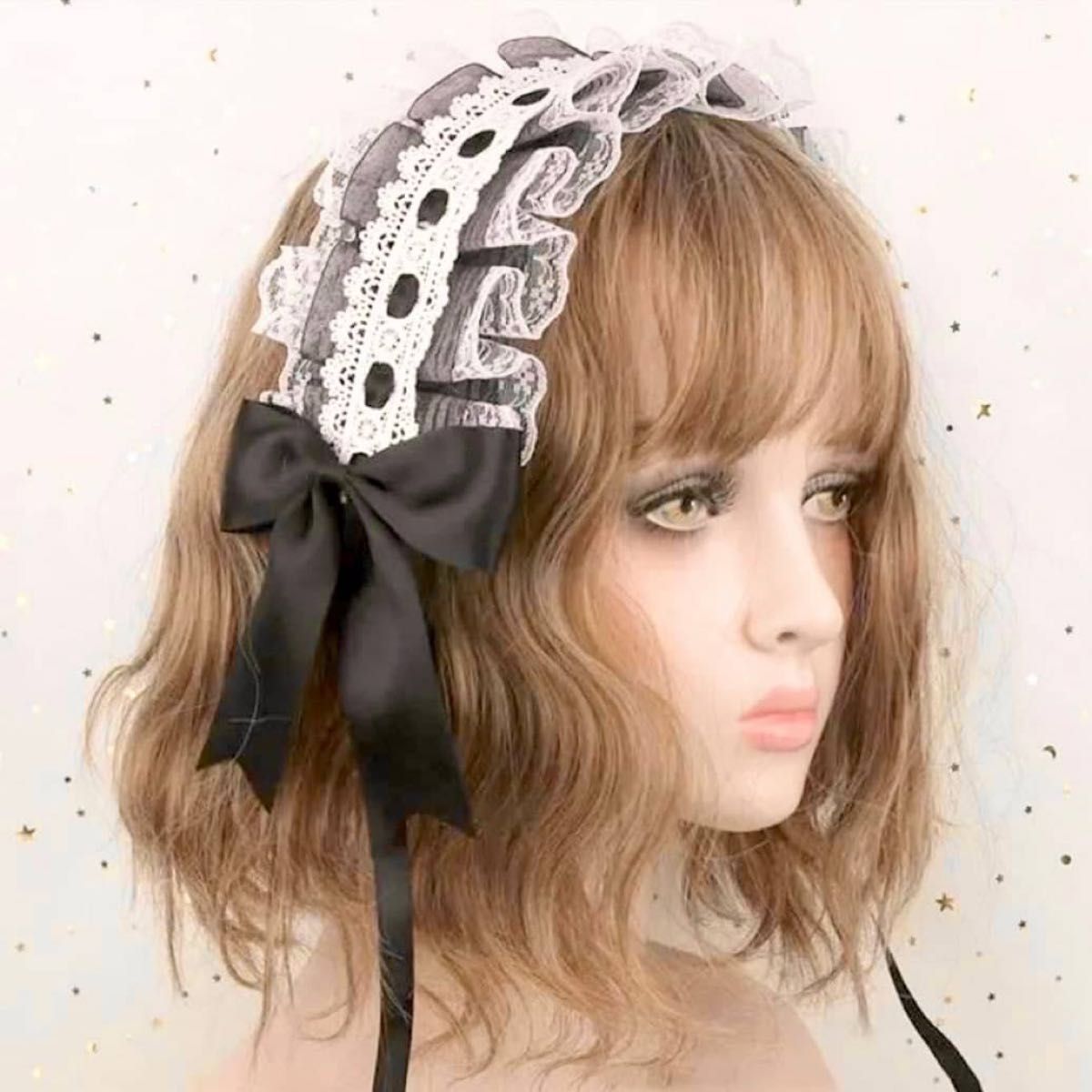 ヘッドドレス　ロリータ　黒　ゴスロリ　ワンピース　ハロウィン　ヘアアクセサリー ヘッドドレス