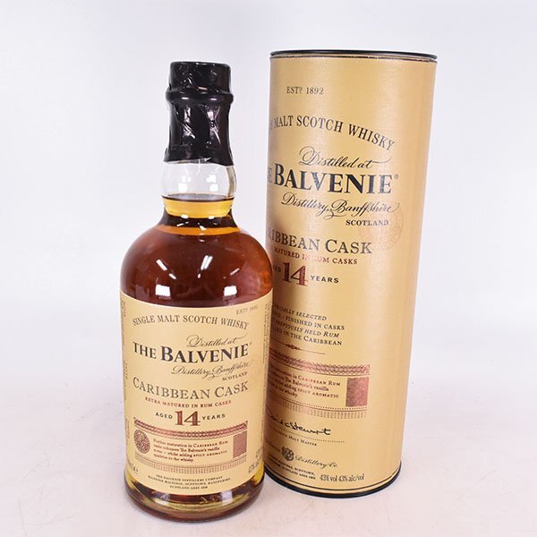 ★バルヴェニー 14年 カリビアンカスク ＊箱付 700ml 43% スペイサイド BALVENIE C310488_画像1