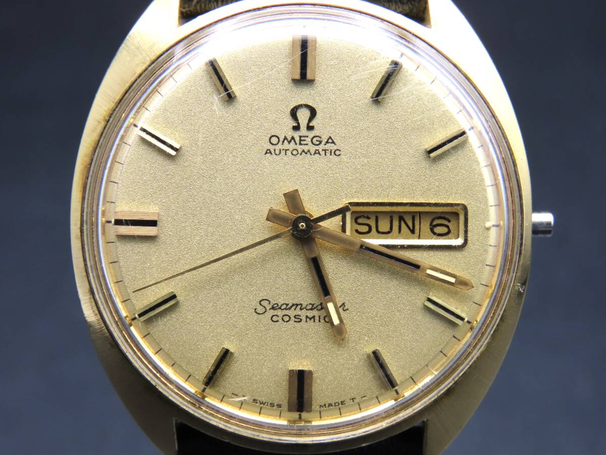 1円～! ジャンク品★正規品 OMEGA オメガ 166036-T00L 107 シーマスター コスミック GP SS 自動巻き デイデイト メンズ腕時計 TTKLG5375の画像2