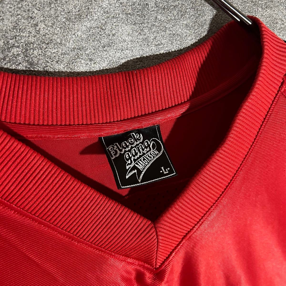 ヴィンテージ　マジクソン　ブラックギャング　ゲームシャツ　Tシャツ　赤　古着　L 半袖　 レッド　ワッペン　刺繍　ワンポイント