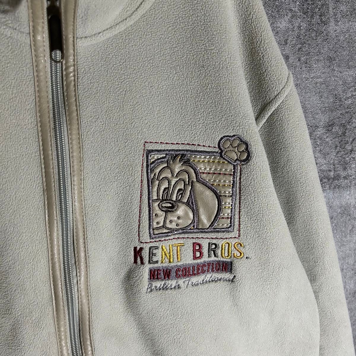 ヴィンテージ　アニマル　犬　フリースジャケット　刺繍　ワンポイント　古着　L ジップジャケット ブルゾン　ワッペン　異素材