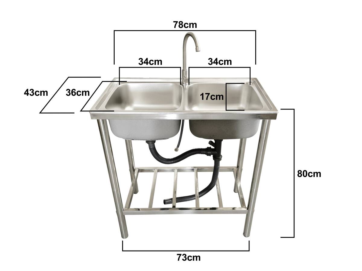 流し台 ステンレス製 ガーデンシンク 蛇口水栓付き 屋外 キッチン 簡易式 室内 キッチン用流し台 コンパクト アウトドア 業務用 庭 工場_画像2