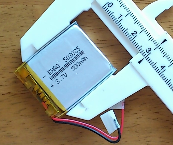 リポ バッテリー 3.7V 500mAh 503035（5 x 30 x 37mm）の画像1