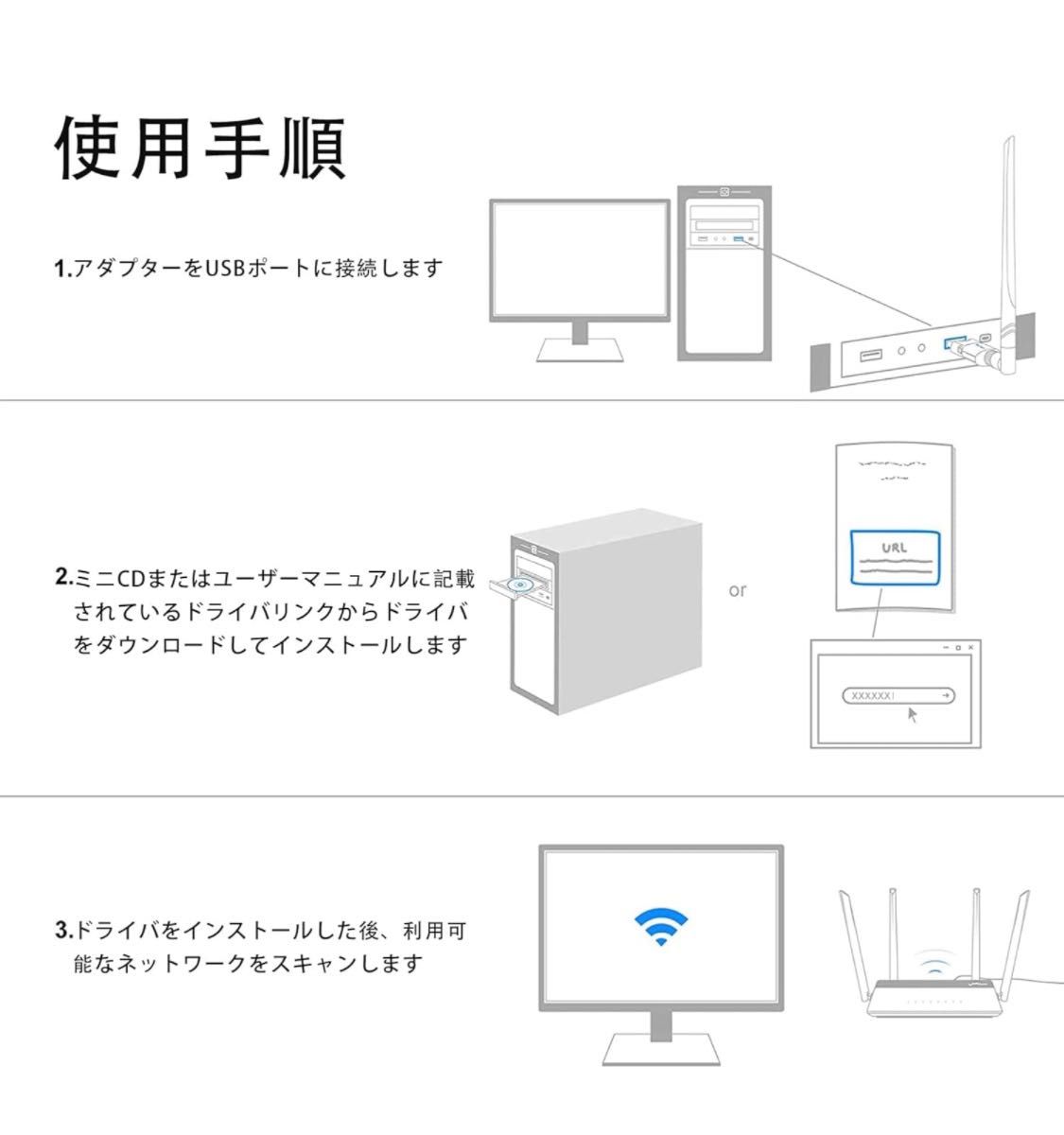 WiFi 無線LAN 子機 1300MbpsUSB3.0 WIFIアダプタ Bluetooth 5.0アダプタ 
