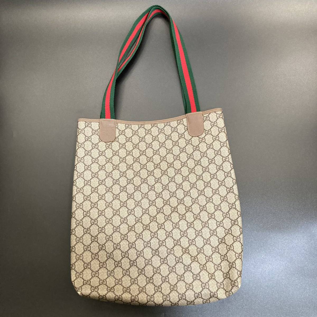 グッチ GUCCI /トートバッグ/GGスプリーム/シェリーライン/ブラウン/ベージュ/ 【中古】 レディース_画像2