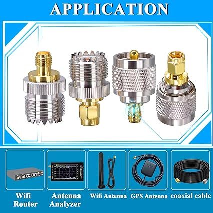 M type SMA from UHF PL259 same axis adaptor 4 piece SO239 UHF male / female from SMA male / female RF same axis connector kit extension coaxial cable for 
