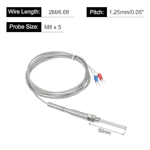 K型熱電対プローブ 防水 温度コントローラーセンサー ステンレス鋼 32-1112°F (0-600°C) 5x50 mm 2 M_画像2