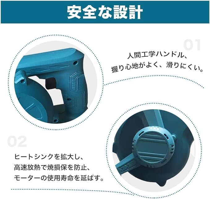 ブロワー 充電式 21V 1.5Ahバッテリ一*2付き ブロワバキューム 吹き飛ばしと集塵1台2役 ダストバッグ*1 ノズル*1 充電器*1 の画像6