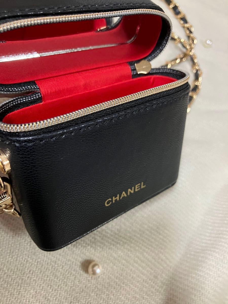 CHANEL シャネル ノベルティ リップケースポーチ チェーン ブラック 箱 