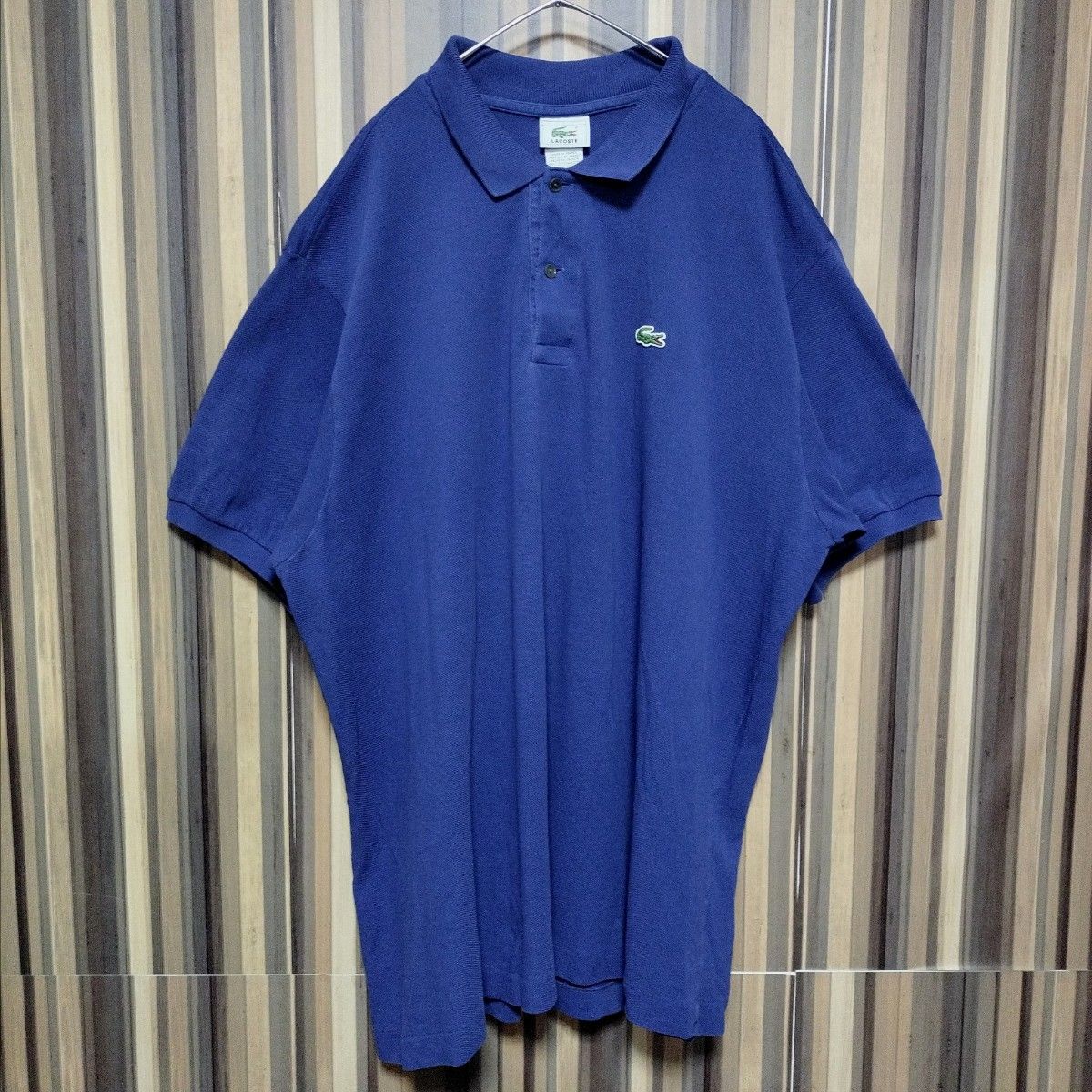 80s 90s【LACOSTE】ラコステ ワニロゴ フレラコ 半袖ポロシャツ くすみブルー size7 2XL相当