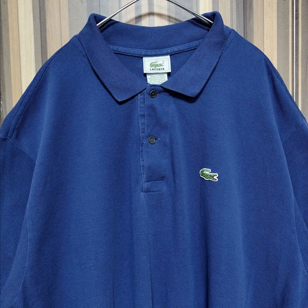 80s 90s【LACOSTE】ラコステ ワニロゴ フレラコ 半袖ポロシャツ くすみブルー size7 2XL相当