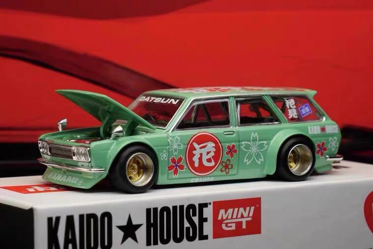 1/64 Kaido House MINIGT ダットサン　Datsun 510 ワゴン　wagon 花見　緑_画像3