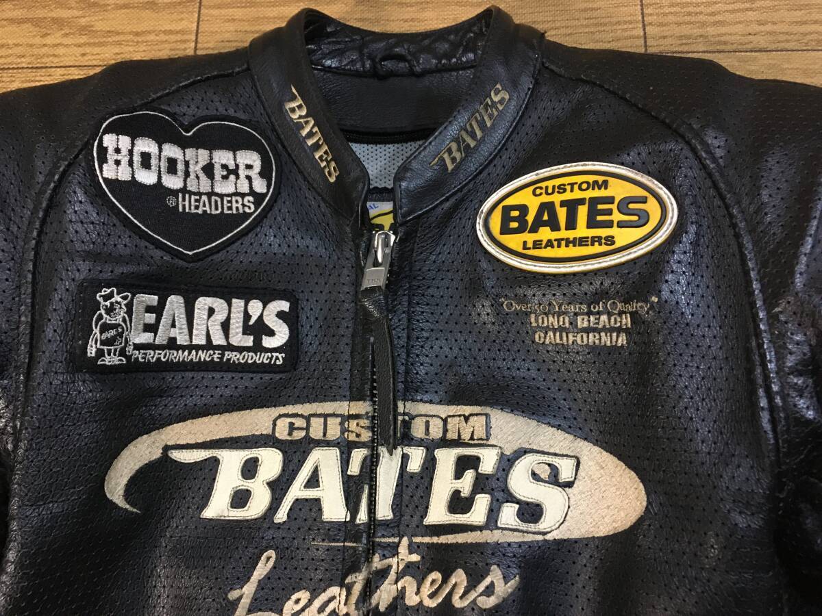 BATES 2WAY 牛革製パンチングレザーライディングJKT Mサイズ 身長165-170cm 肩/肘/背パッド付き _画像1