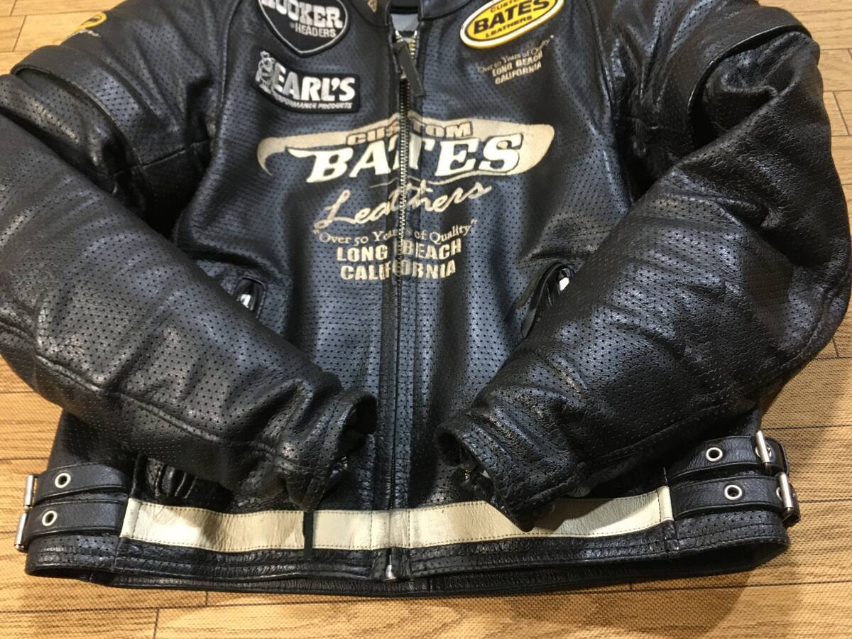 BATES 2WAY 牛革製パンチングレザーライディングJKT Mサイズ 身長165-170cm 肩/肘/背パッド付き _画像6