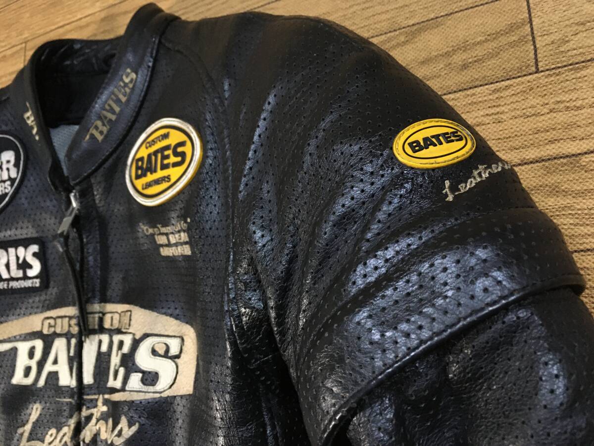 BATES 2WAY 牛革製パンチングレザーライディングJKT Mサイズ 身長165-170cm 肩/肘/背パッド付き _画像5