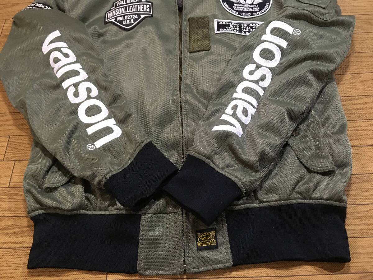 VANSON MA-1スタイル ナイロンメッシュライディングJKT 3XLサイズ 身長180-185cm グリーン系カーキ色_画像6