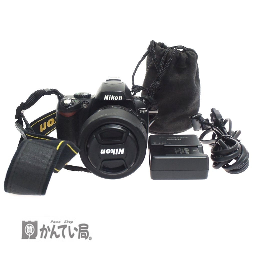 1円～ Nikon ニコン D40 デジタル一眼レフ カメラ ED 18-55mm 1:3.5-5.6GⅡ AF-S DX NIKKOR 35mm 1:1.5G 簡易通電確認済み_ニコン D40 デジタル一眼レフ カメラ