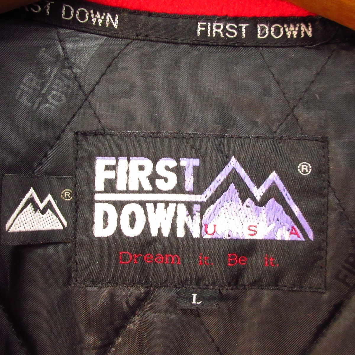 ◎希少 90s！FIRST DOWN ファーストダウン◆フリースジャケット 中綿 防寒 アウトドア ヴィンテージ◆メンズ 赤 Lサイズ◆A4214の画像8