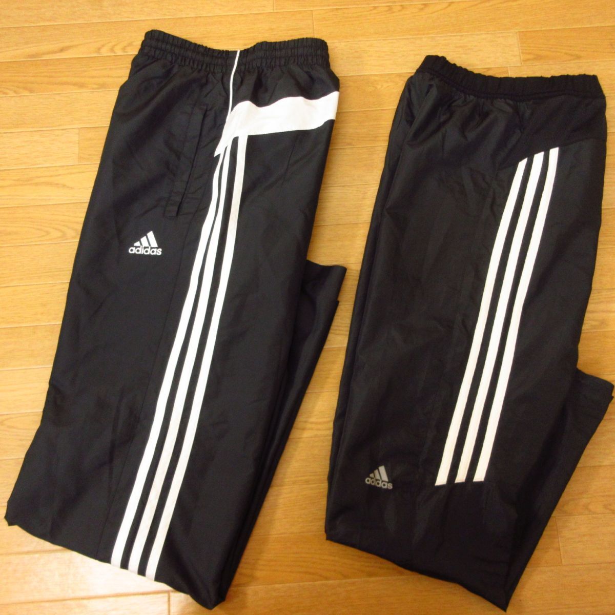 ◎adidas アディダス S 2本セット◆ナイロンパンツ スポーツトレーニングウェア◆メンズ 黒 まとめ売り◆C1273_画像1