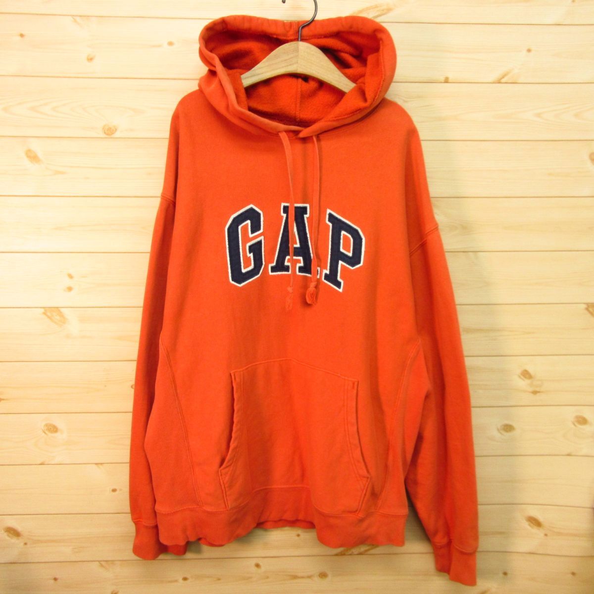 *00s!GAP Gap * Parker f-ti- badge reverse side nappy long sleeve Rebirth we b specification * men's orange S size *A4417