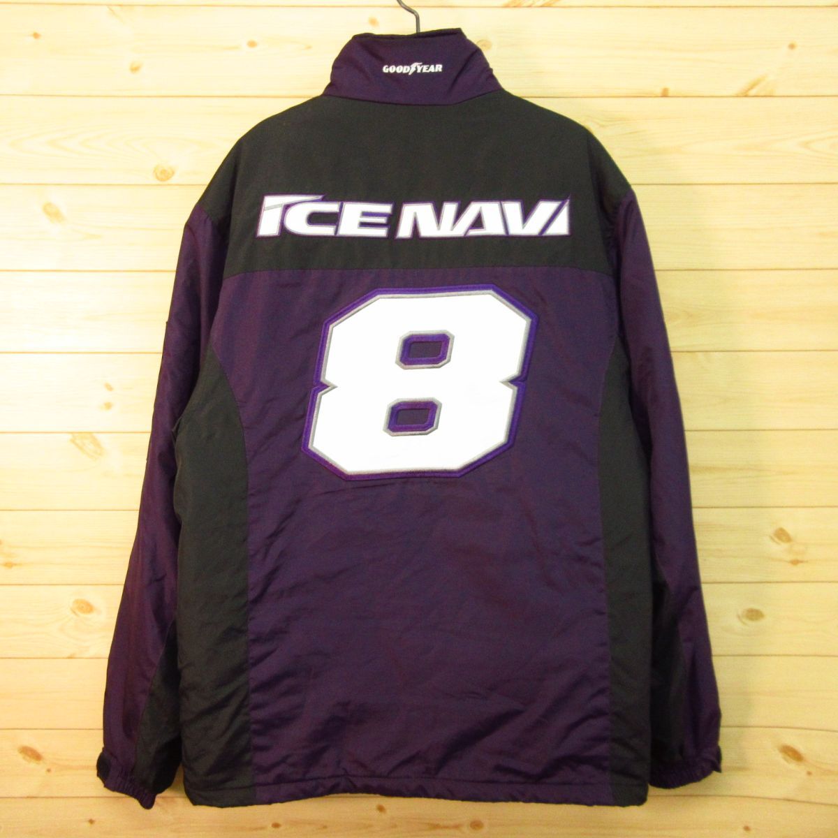 ◎使用少なめ！GOOD YEAR グッドイヤー ICE NAVI 8 アイスナビ◆厚手中綿ジャケット 防寒 撥水 ユニフォーム 車◆メンズ 黒×紫 XL◆A4374_画像1