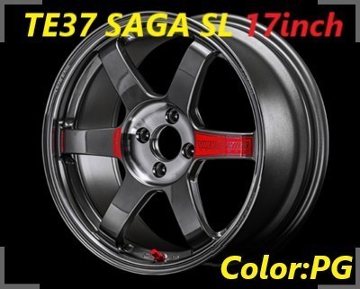 【納期要確認】Volk Racing TE37 SAGA SL SIZE:7.5J-17 +37(F1) PCD:100-4H Color:PG ホイール2本セット_画像1