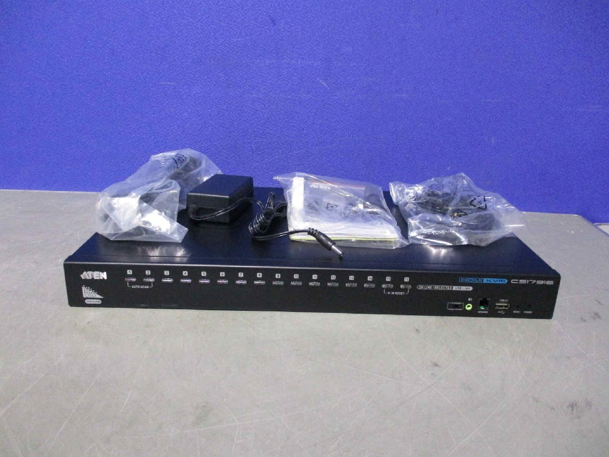 新古 ATEN INTERNATIONAL 16-PORT USB HDMI KVM SWITCH CS17916 通電OK (FACR60202C014)_画像3