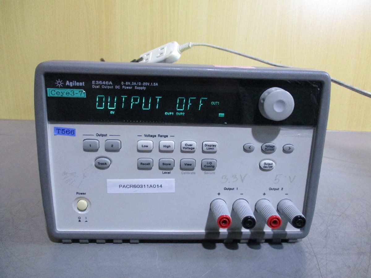 中古Agilent E3646A DC Power Supply Rental Service 通電確認(PACR60311A014)の画像6