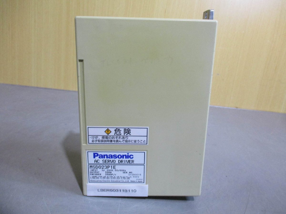 中古Panasonic AC SERVO DRIVER MSD023P1E 200W ACサーボアンプ(LBER60311B110)_画像1