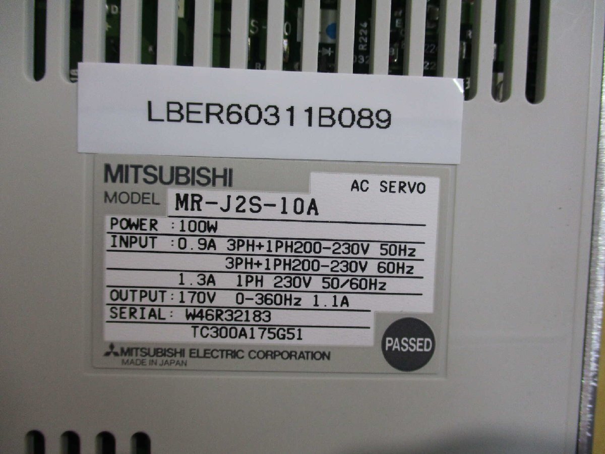 中古MITSUBISHI AC SERVO MR-J2S-10A サーボアンプ 100W(LBER60311B089)_画像2