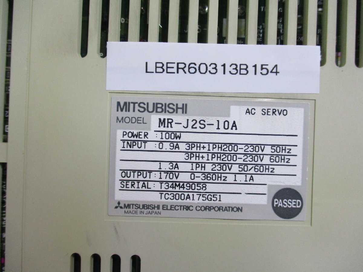 中古MITSUBISHI AC SERVO MR-J2S-10A サーボアンプ 100W(LBER60313B154)_画像2