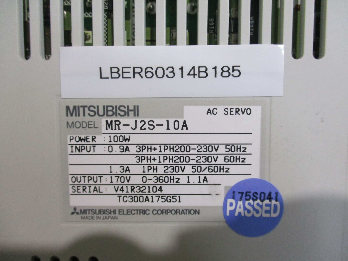 中古 MITSUBISHI AC SERVO MR-J2S-10A AC サーボアンプ 100W(LBER60314B185)_画像2