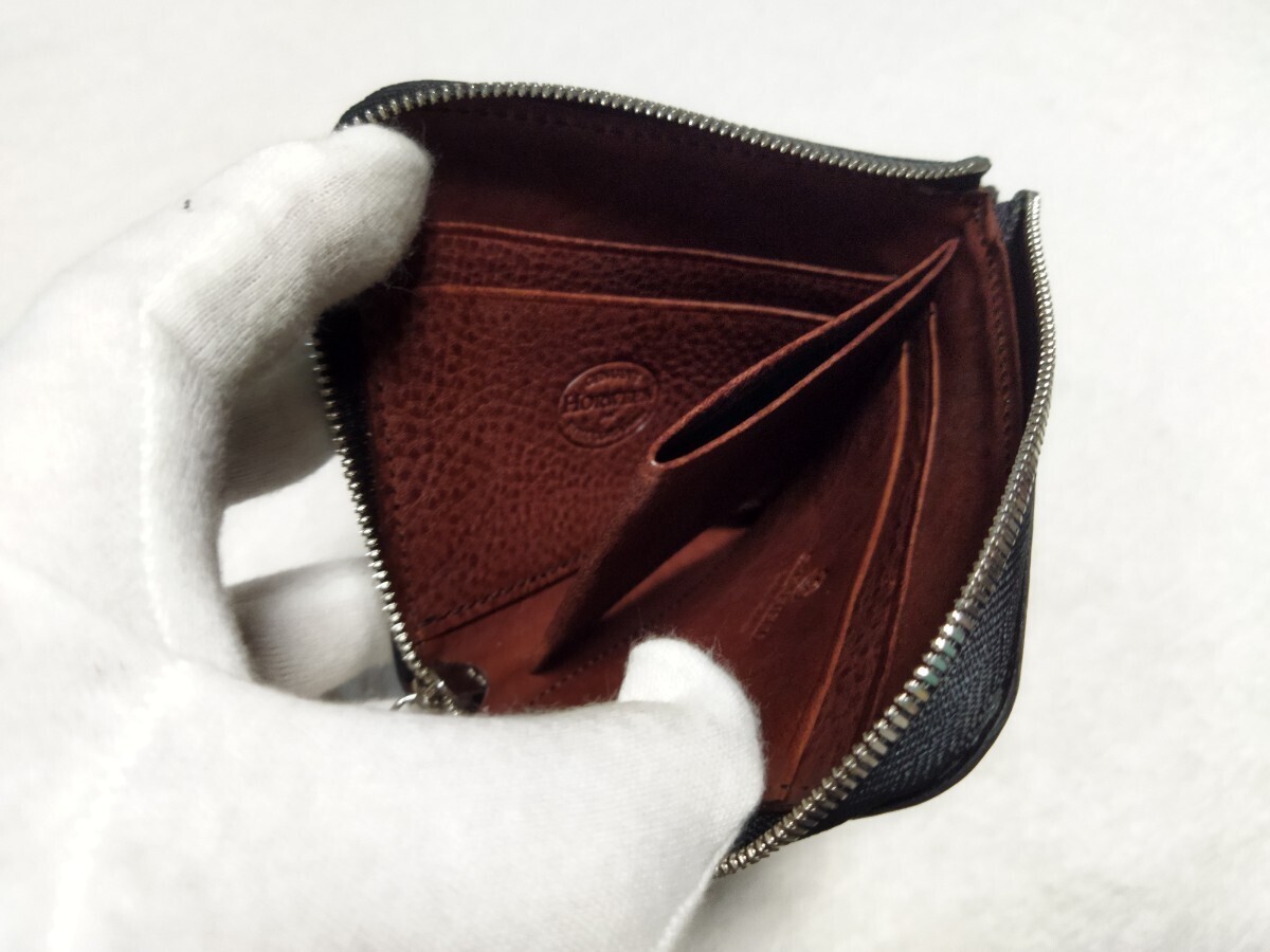 展示品 シェルコードバン 1円～ ジップウォレット 財布 グレンフィールド HORWEEN SHELL CORDOVAN 日本製 ブラック 黒色 無料匿名配送♪_画像5