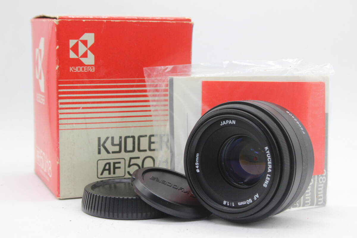 【返品保証】 【元箱付き】Kyocera AF 50mm F1.8 前後キャップ付き レンズ s7692