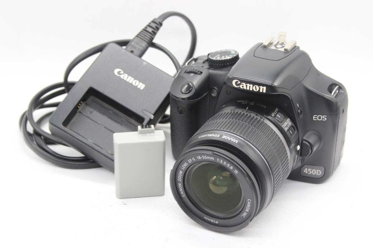 【返品保証】 キャノン Canon EOS 450D EF-S 18-55mm F3.5-5.6 IS バッテリー チャージャー付き デジタル一眼 ボディレンズセット s7732