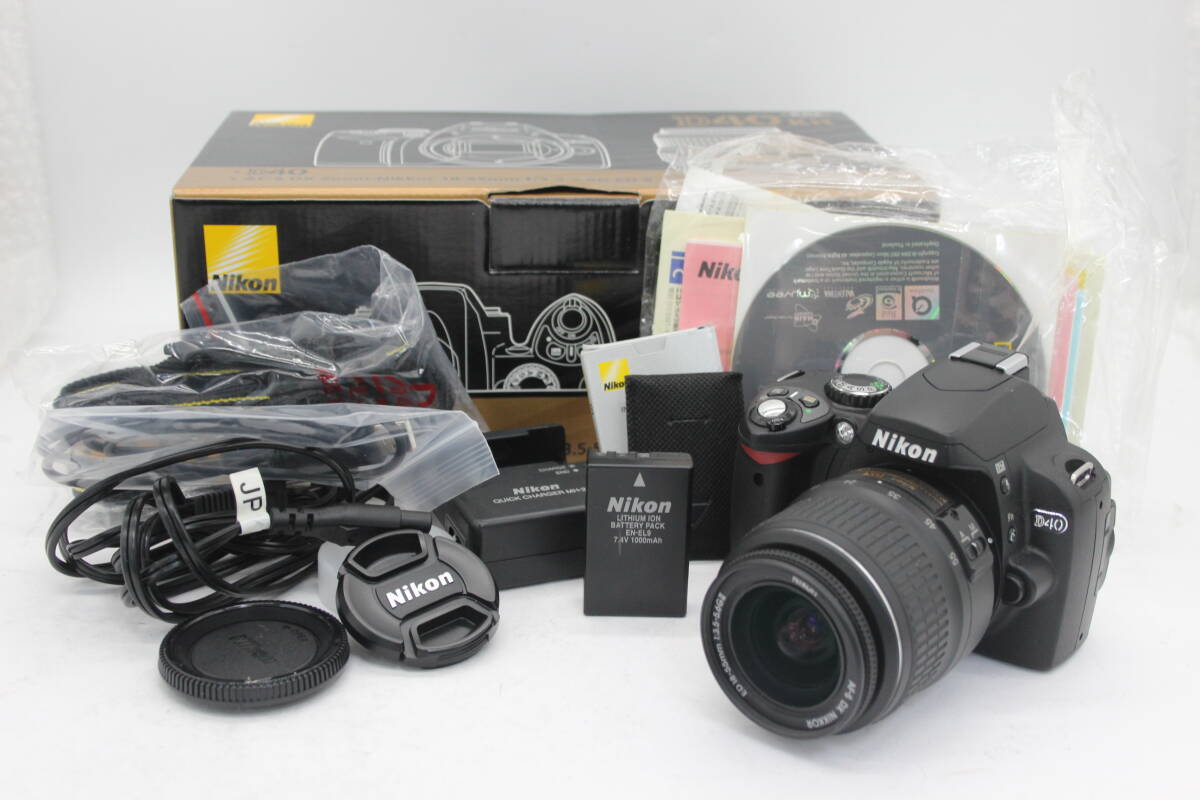 【返品保証】 【元箱付き】 ニコン Nikon D40 AF-S DX NIKKOR ED 18-55mm F3.5-5.6 G II ASPHERICAL 付属品多数 デジタル一眼 s8157_画像1