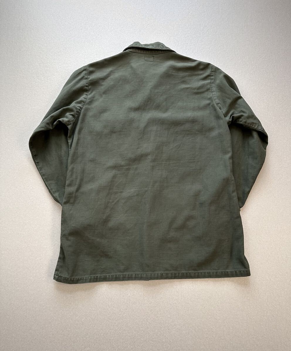 70s US.ARMY OG-107 COTTON SATEEN UTILITY SHIRT OLD VINTAGE 75c 米軍実物 コットンサテン ユーティリティーシャツ オールド ビンテージの画像9