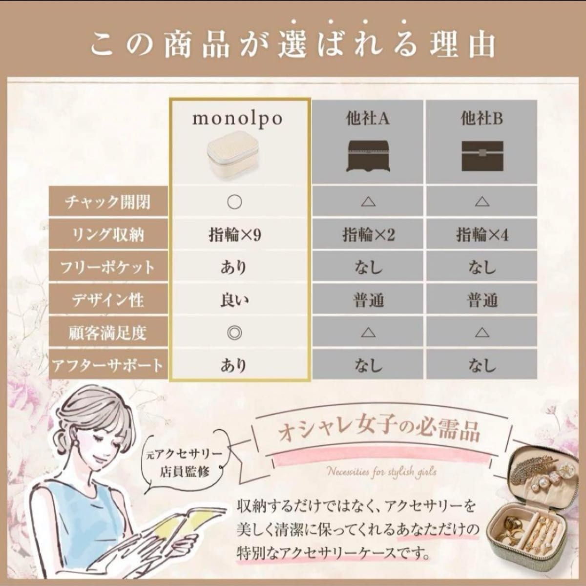 【1点限定！】アクセサリーケース 携帯用 ジュエリーボックス　ホワイト  アクセサリー 持ち運び 旅行 帰省