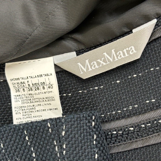  used Max Mara MAXMARA tailored jacket cotton black Italy made lady's stripe pattern lady's size 40