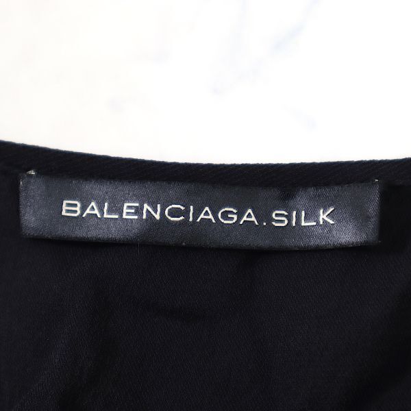 1円スタート☆3-EE046 バレンシアガ BALENCIAGA フランス製 国内正規品 シルク ワンピース ブラック 36 レディース_画像6