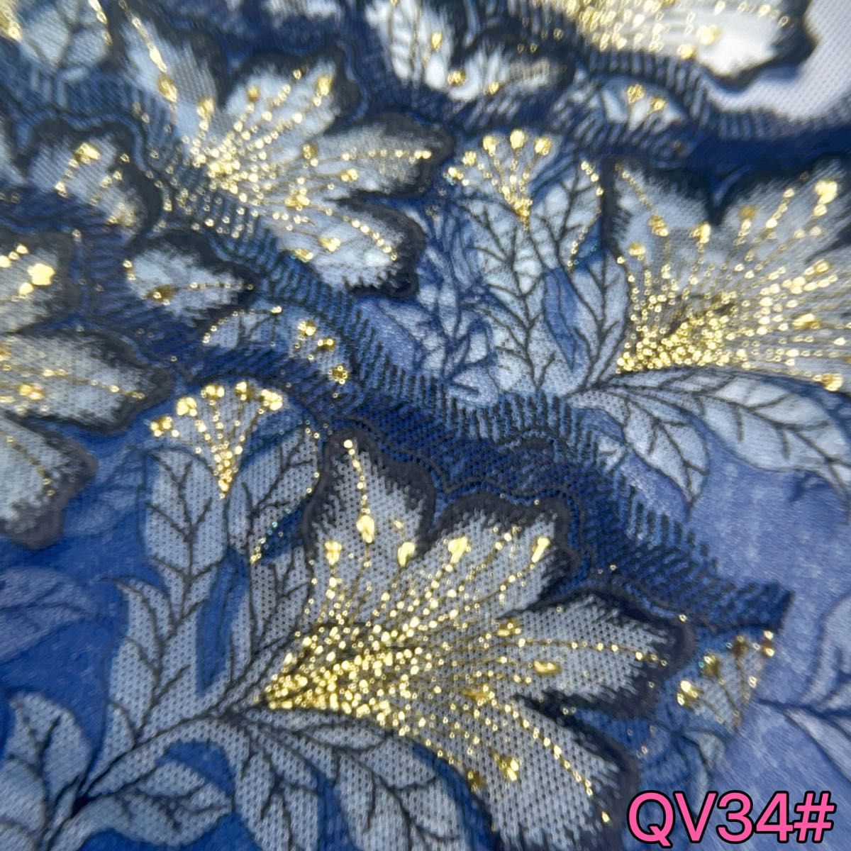 ★新品★QV34# キラキラ　ユリ　刺繍　チュールレース　ハンドメイド　生地材料　スカーフ　高級感　花柄