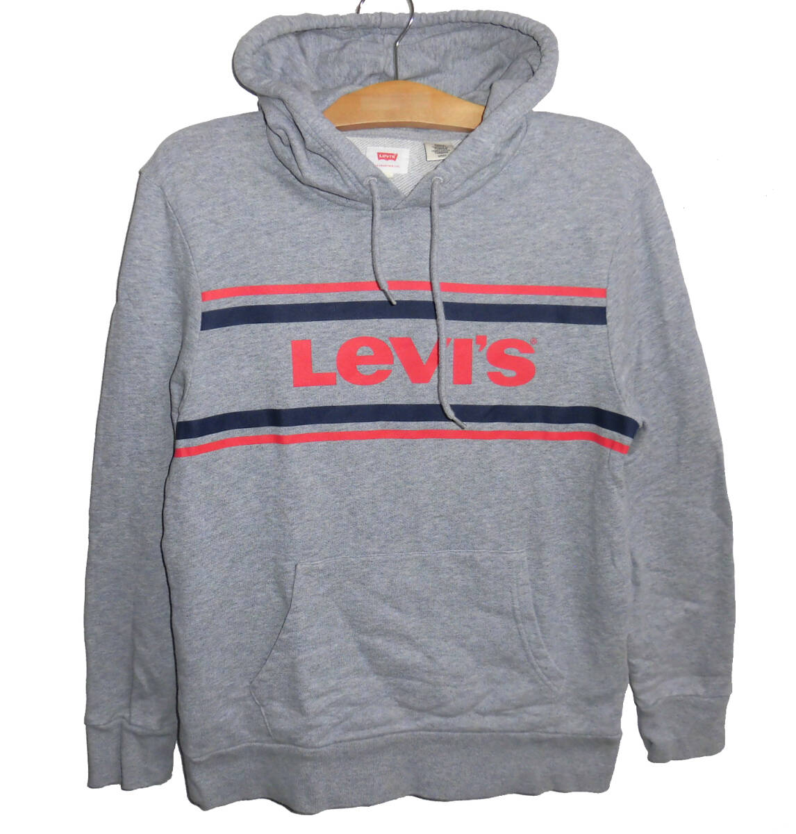 美品 LEVIS リーバイス ロゴプリント プルオーバー スウェット パーカー S フーディ_画像1