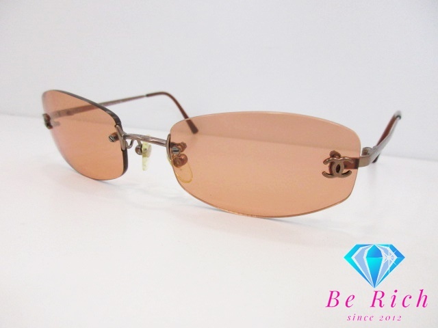  Chanel CHANEL sunglasses 4008 pink gold orange here Mark C Logo plastic I wear glasses small articles [ used ]bc1966