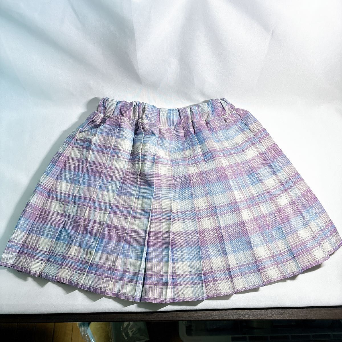 制服 スカート リボン JK チェック柄 2点セット 紫 120 かわいい　 プリーツスカート プリーツ 女の子 チェック_画像3