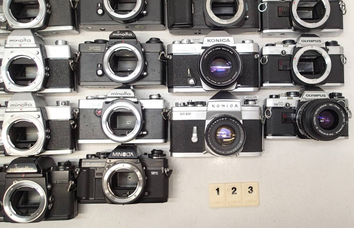 M123D MF 一眼 フィルムカメラ 大量 ２８個 ミノルタ ME X-700 XG- S SR- 1 7 SRT101 コニカ A COM-1 FP FS-1 オリンパス OM10等 ジャンク_画像5