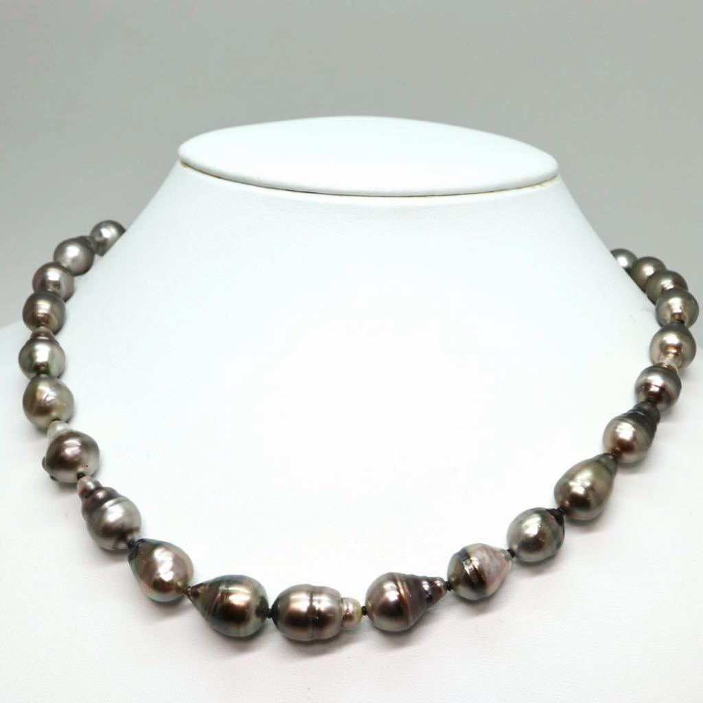 《南洋黒蝶真珠ネックレス》M 約8.0-11.0mm珠 44.7g 約44cm pearl necklace ジュエリー jewelry DE0/DH0_画像2