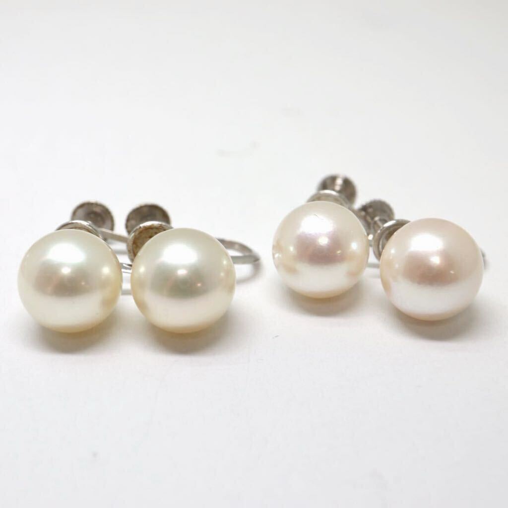 テリ良し!!《Pt900/K14WG アコヤ本真珠 イヤリング5点おまとめ》M 約13.6g パール pearl ジュエリー earring pierce jewelry EB7_画像4