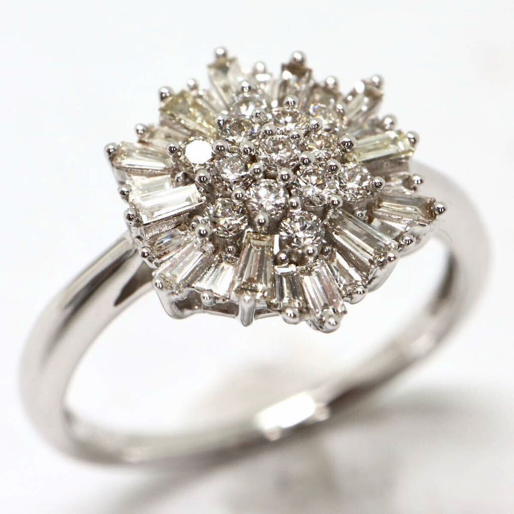 《K18WG 天然ダイヤモンドリング》A 約14号 2.9g 0.43ct diamond jewelry ring 指輪 ジュエリー EC0/EC3の画像2